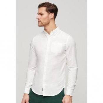 Superdry Men's White Linen Long Sleeve Casual Shirt - Size S