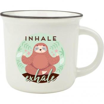 Taza de Porcelana Legami Inhale Exhale con Diseño de Perezoso, Capacidad 350 ml, Apta para Lavavajillas