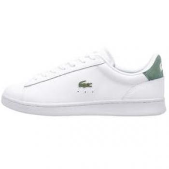 Zapatillas Lacoste Carnaby Set 224 1 hombre, deportivas planas, color blanco con detalles en verde, talla 41
