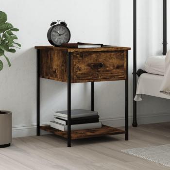 Mesita de noche de madera de ingeniería 44x45x58 cm en color negro, roble sonoma y roble ahumado, ideal para habitación, dormitorio, salón y estudio