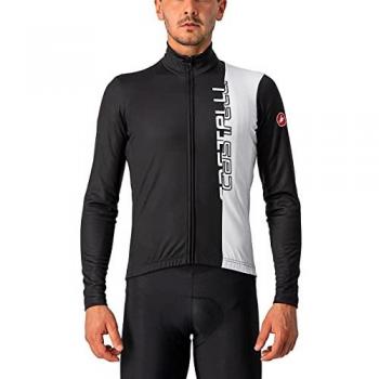 Maillot Castelli Traguardo de Manga Larga FZ para Hombre en Color Negro y Blanco, Tamaño L