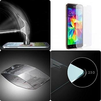 Donkeyphone - PROTECTOR DE PANTALLA DE CRISTAL VIDRIO TEMPLADO ULTRAFINO 0,26 mm - DUREZA 9H - ESQUINAS REDONDEADAS 2.5D - CON CAJA DURA Y ACCESORIOS PARA SAMSUNG GALAXY S5 / NEO G900 G900F