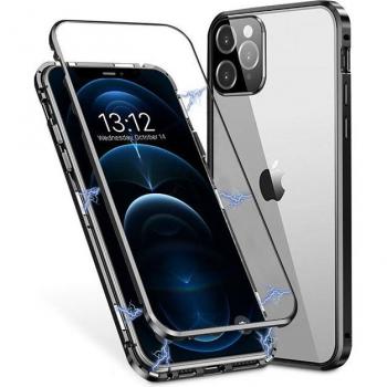 Funda magnética con cristal templado negra para iPhone 12 Pro Max