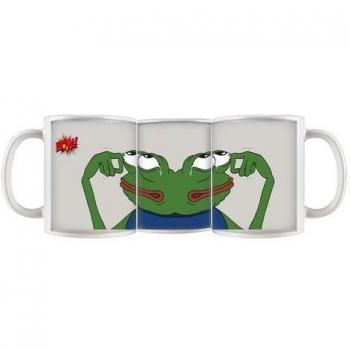 ARTSWOW Triste Rana Meme Blanco Taza, 5/6 redondo de impresión