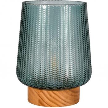 Lámpara de Mesa Pauleen Pretty Glamour LED E27 Turquesa con Base de Madera, 100 lm, Calidez y Función Timer