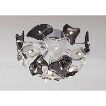 Lámpara de techo Otto 21 Bulb G4, cromo pulido / vidrio esmerilado / vidrio negro, no compatible con LED/CFL