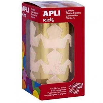 APLI 17866 - Rollo gomets estrellas 33 mm metalizados oro