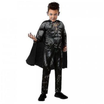 Disfraz de Black Adam para niños de 5 a 7 años, color negro, incluye capa, máscara y detalles en el traje