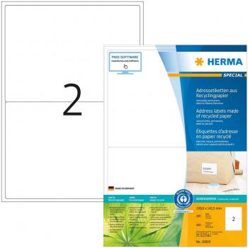 Etiquetas de Dirección HERMA 10830, recicladas, 199.6x143.5 mm, adhesión permanente, 100 hojas