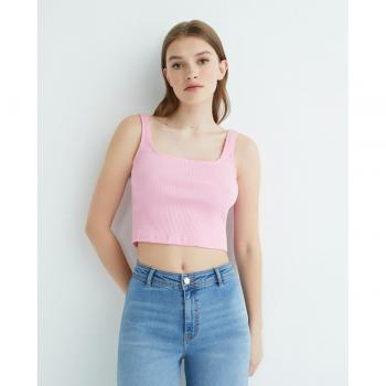 Camiseta crop de mujer con tirantes anchos Pieces