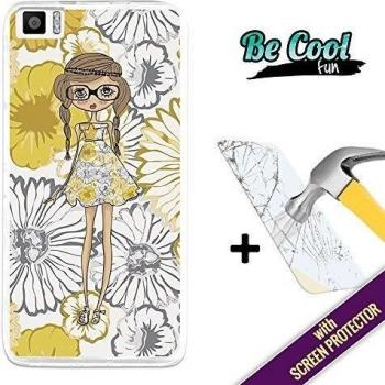 Becool® Fun- Funda Gel Flexible para Bq Aquaris M5.5 [ +1 Protector Cristal Vidrio Templado ]Carcasa TPU fabricada con la mejor Silicona, protege y se adapta a la perfección a tu Smartphone y con nuestro exclusivo diseño Muñeca con flores amarillas