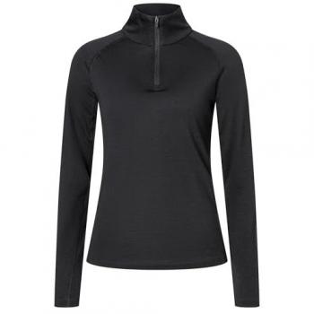 Super.Natural Arctic230 Women's Long Sleeve Half Zip T-Shirt in Jet Black
