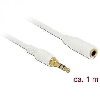 Cable de extensión estéreo Jack 3.5 mm macho a hembra 1 m blanco