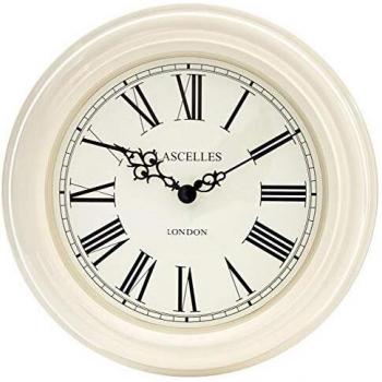Reloj de pared analógico Roger Lascelles, metal crema, 32 x 5 x 32 cm