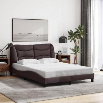 Cama estructural con cabecero de tela marrón oscuro 120x200 cm