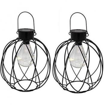 Juego de 2 faroles solares Venus H24cm con micro LED blanco cálido