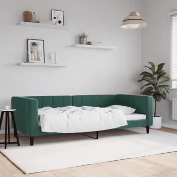 Sofá cama terciopelo verde oscuro 90x200 cm Vidaxl