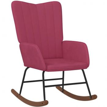 Silla mecedora de terciopelo rojo vino tinto vidaXL