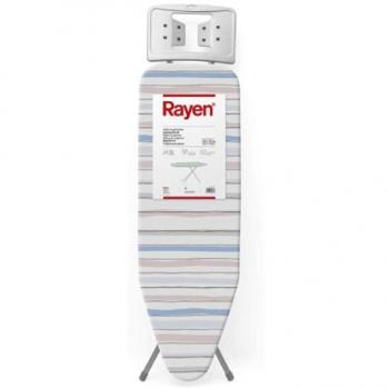 Tabla de Planchar Rayen Basic con Malla Metálica, Altura Regulable, Reposa-Planchas y Funda de Rayas, Medidas 38x120 cm