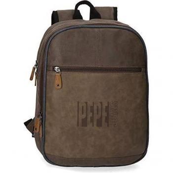 Pepe Jeans Max Mochila Adaptable para Portátil 13,3 Marrón 27x36x12 cms Piel Sintética 11.66L