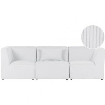 Sofá Modular 3 Plazas de Pana Blanco Roto con Dos Módulos Esquina Lemvig
