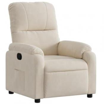 Sillón Reclinable de Tela de Microfibra Beige con Reposabrazos y Respaldo Ajustable para Descanso Relax