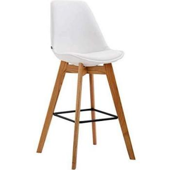 Taburete Metz Blanco Natural con Reposapiés y Diseño Escandinavo