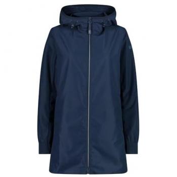 CMP Women's Blue Parka Jacket with Fixed Hood, Size 46/2XL