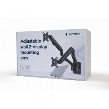 Gembird MA-WA2-01 Soporte de Pared para Monitor 27 VESA 100 Max 7Kg Negro