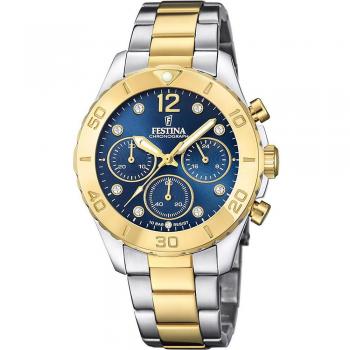 Reloj Festina Boyfriend F20604/3 para Mujer con Esfera Azul y Caja de Acero Inoxidable 316L Bicolor