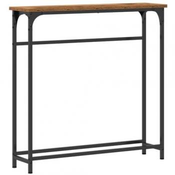 Mesa Consola con Estante de Madera Vieja 75 x 19.5 x 75 cm y Estructura de Acero