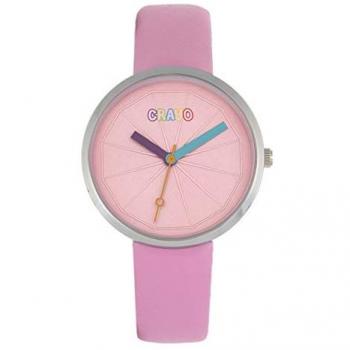 Crayo Metric Unisex Pink Stainless Steel Leather Quartz Watch - One Size