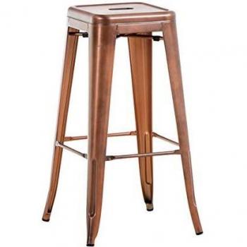 Taburete Industrial Apilable Joshua Cobre con Reposapiés - Altura de Asiento 76 cm