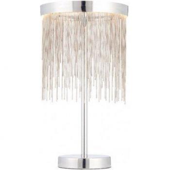 Lámpara de mesa LED Zelma, cromo y plata, 1 luz, con cadena plateada
