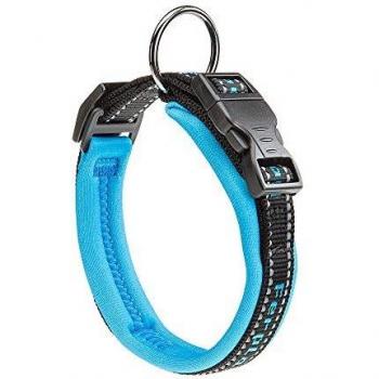 Collar Acolchado Sport Dog Azul 25mm 45-55cm con Costuras Reflectantes y Etiqueta para Nombre