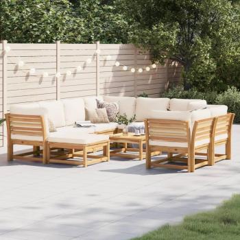 10-Piece Acacia Solid Wood Garden Lounge Set with Cushions