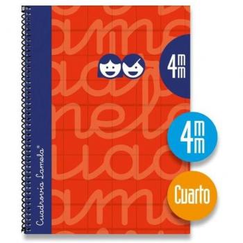 Lamela Bloc Cuadrovía 4mm 80h Tapa Dura Rojo Pack -5u-