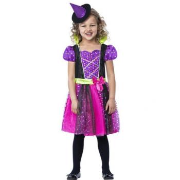 Disfraz de Bruja Morada con lunares para niña de Smiffy's