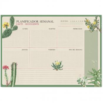 Bloc Planificador Semanal A3 Botanical Cacti Español Kokonote Blanco