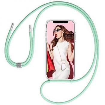 GOODVISH Funda con Cuerda para iPhone 11 Pro 5.8'', A Prueba de choques Carcasa Transparente TPU, Case con Correa Colgante Ajustable Collar Correa de Cuello Cadena Cordón - Verde