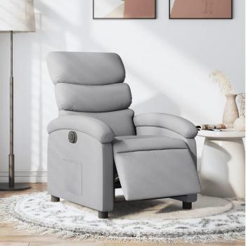 Sillón reclinable eléctrico de tela en color gris claro, gris oscuro y negro - Sillón cómodo para dormitorio y sala de estar, ideal para relajarse