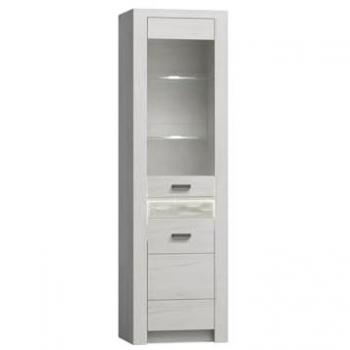 Vitrina Stanton C102, Muebles de arte blanco, Con 2 puertas, Iluminación LED, 56 x 192 x 42 cm