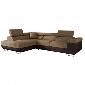 Sofá rinconero Comfivo S100, 274 x 70 x 203cm, Función de descanso, Caja de ropa de cama, Soft 066 + Lux 03