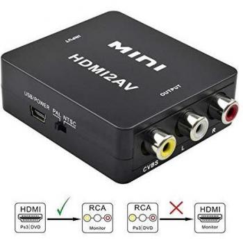Keyixing Mini HDMI a AV RCA 1080P Adaptador Video Conversor de señal Compatible con HDMI1.3 para TV Reproductor de HD DVD PS3 etc