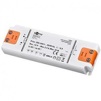 Transformador LED 12V DC 30W - Electrónico, Sin Parpadeo, IP20, Ultrafino