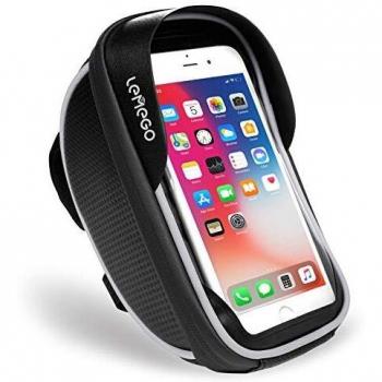 LEMEGO Soporte Bolsa Movil Bicicleta, Bolsa Bicicleta Impermeable, Funda Móvil Soporte de Bici Manillar para Ciclista Ciclismo con Pantalla táctil, Impermeable para Móvil Inferior de 6.0 Inches