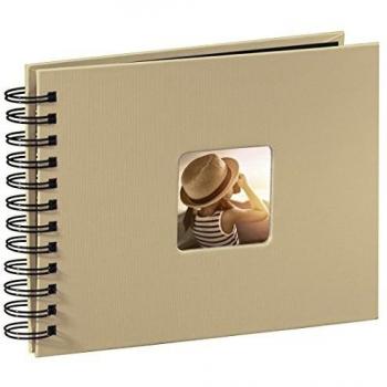 Hama Fine Art - Álbum de fotos, 50 páginas negras con espiral, compartimento para insertar foto), Papel, Beige, 24 x 17 cm