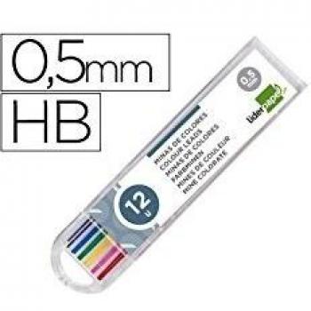 Minas liderpapel colores surtidos de 0.5mm estuche de 12 minas