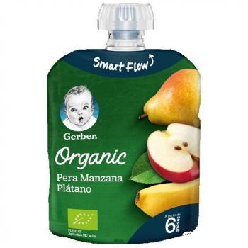 Gerber Organic Pouch Pera Manzana Plátano 90g