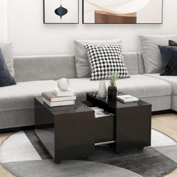 Mesa de centro negra pulida 60x60x38 cm madera multicapa
